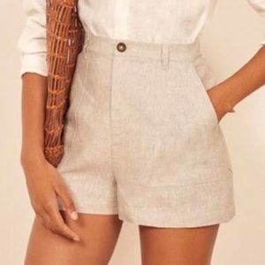 Beige linen shorts from Reformation